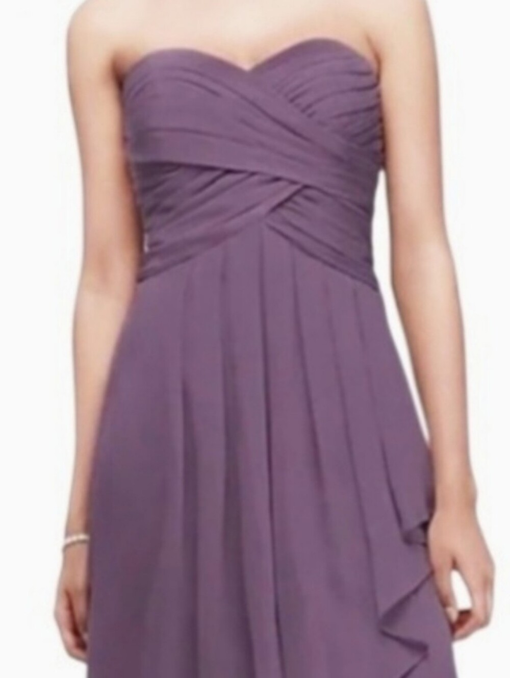 David's Bridal Strapless Pleated Bridemaid Party Dress New Size 14